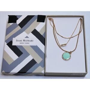 New Isaac Mizrahi Turquoise Gold Tone Necklace Fashion Jewelry